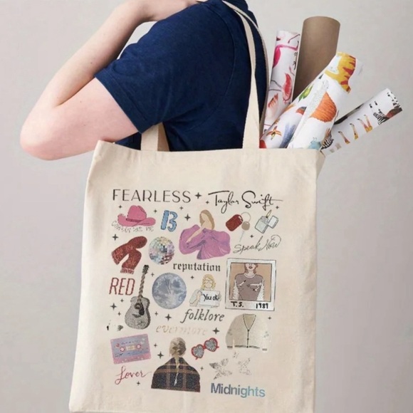 NEW! TS Taylor Swift Swiftie Canvas Tote Bag Eras Album Covers - Picture 2 of 4
